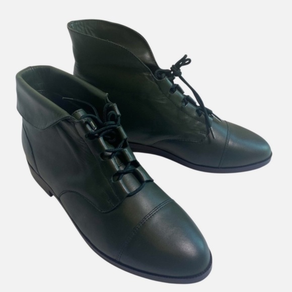 NWOB VTG 80s Prima Royale Leather Lace-Up Granny Booties 8.5M Victorian Gothic - Picture 1 of 9